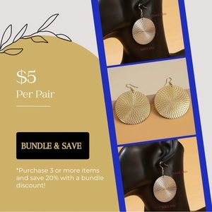NEW Golden-Toned Disc Earrings | Dangle | Shepard hook | Buy 3 & Save!